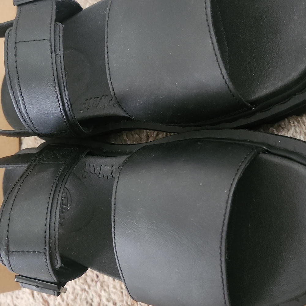 Dr. Martens Black Hydro Leather Voss Platform Sandals - Picture 6 of 8